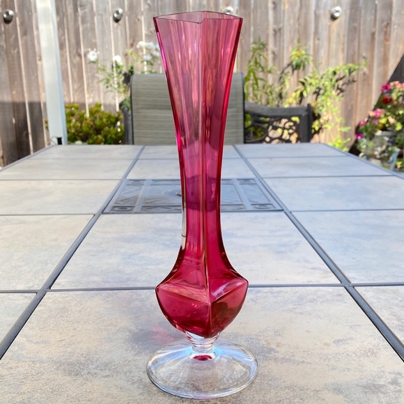 Val St. Lambert Other - Val St Lambert • Signed Vintage Cranberry Bud Vase